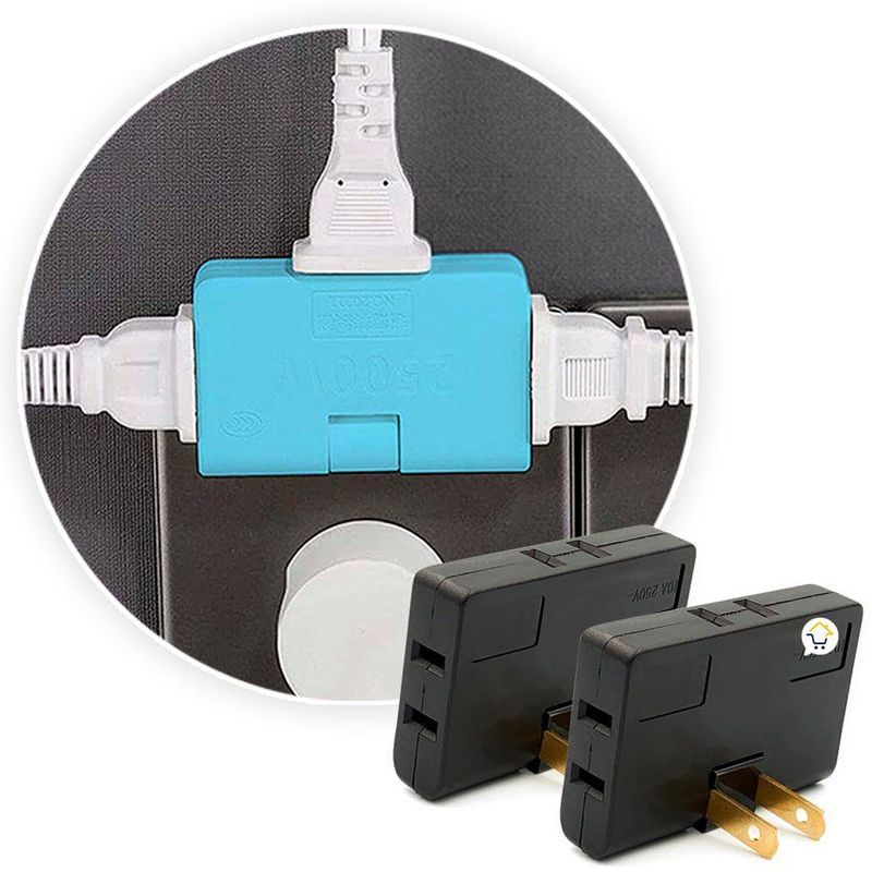 COMPRALOENCASA COM - Adaptador 3 salidas x2 plegable 180 grados toma corriente w1210