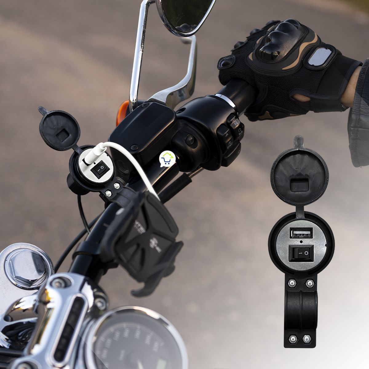 COMPRALOENCASA COM - Cargador Usb Para Moto Impermeable 12V Celular GPS RF 8644