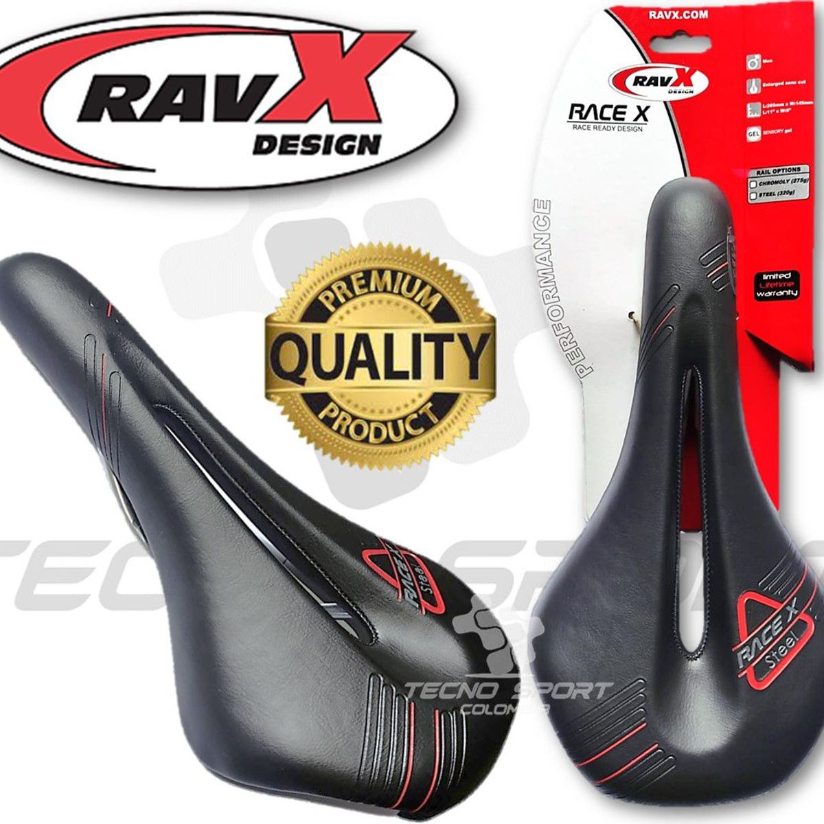 GENERICO - Sillin Bicicleta Ravx Race X Steel Antiprostatico Ruta Mtb