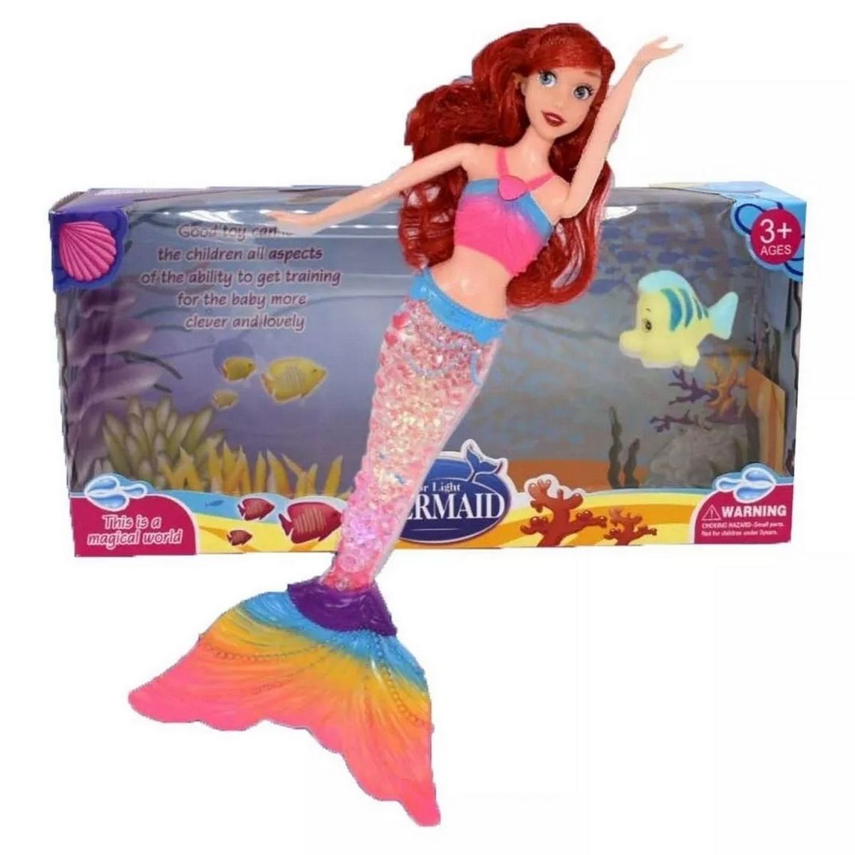 GENERICO - Muñeca Princesa Sirena Ariel Luces Niña Sonido