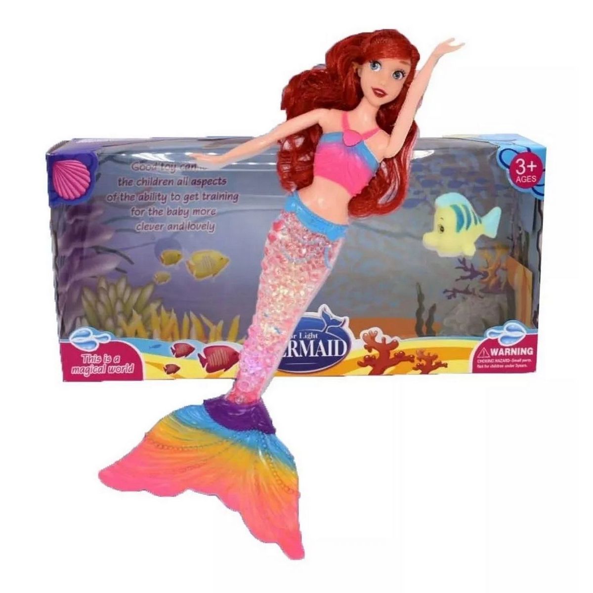 GENERICO - Muñeca Princesa Sirena Ariel Luces Niña Sonido