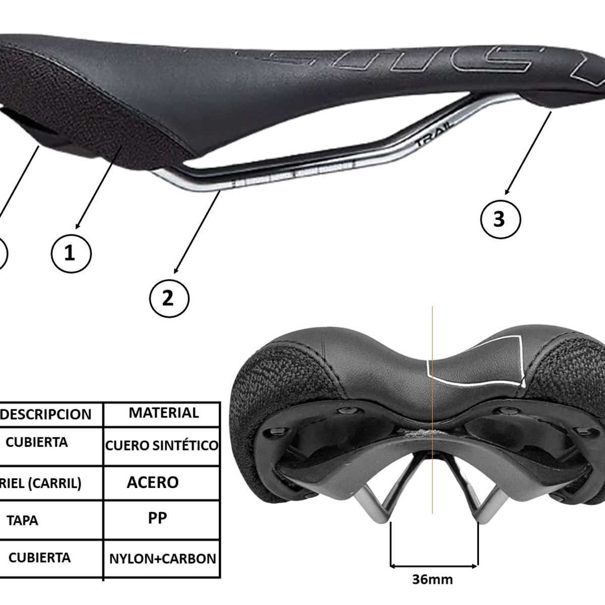 RITCHI - Sillin Bicicleta Ritchey Trail Ergonomico Elite Ruta Mtb
