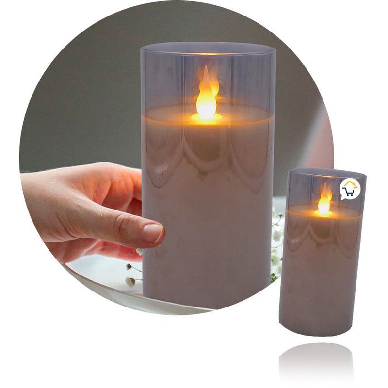 COMPRALOENCASA COM - Vela luz led grande efecto real parafina cristal gris jsm273