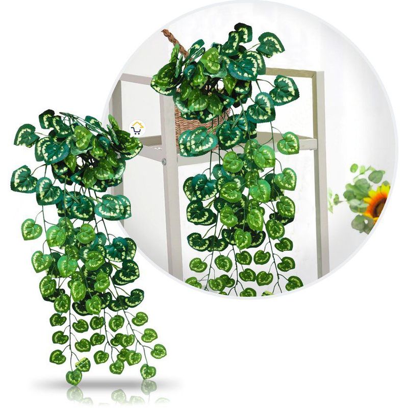 COMPRALOENCASA COM - Planta artificial colgante enredadera ramillete hojas corazón 107ht