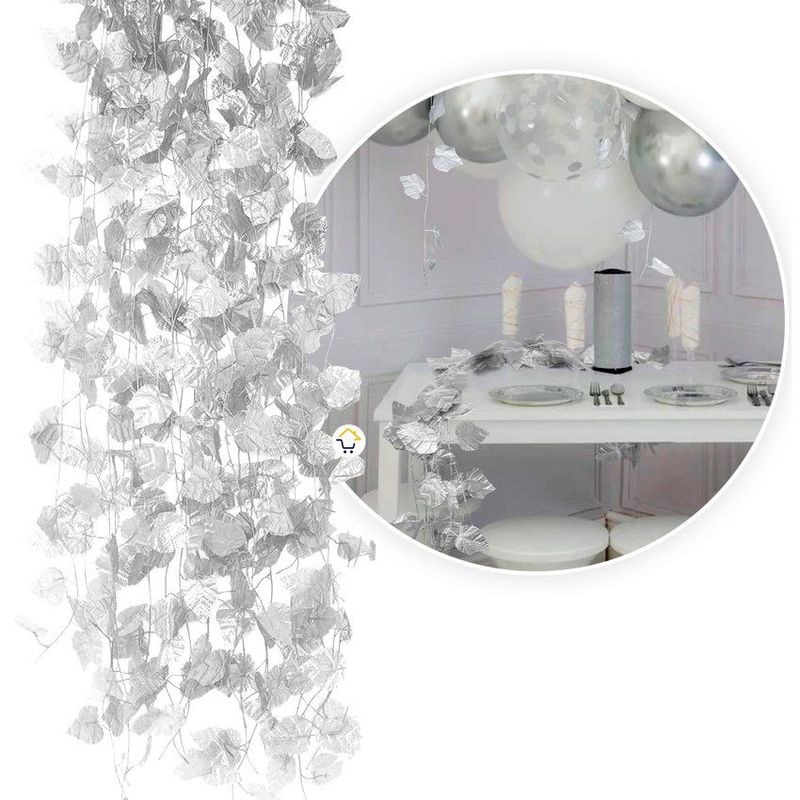 COMPRALOENCASA COM - Enredadera Decorativa X12 Plateada Follaje Artificial Decoración HG04P