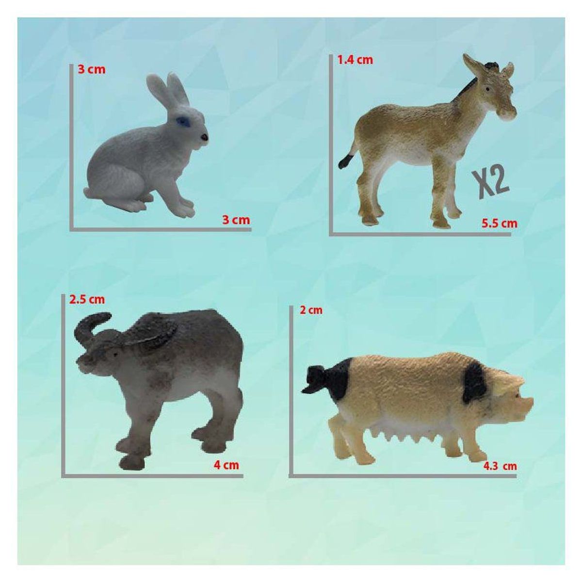 COMPRALOENCASA COM - Animales granja estilo realista x24 figuras plástico rf 165