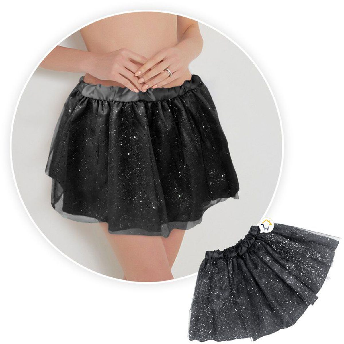 COMPRALOENCASA COM - Tutú purpurina adulto negro falda disfraz halloween tutu2