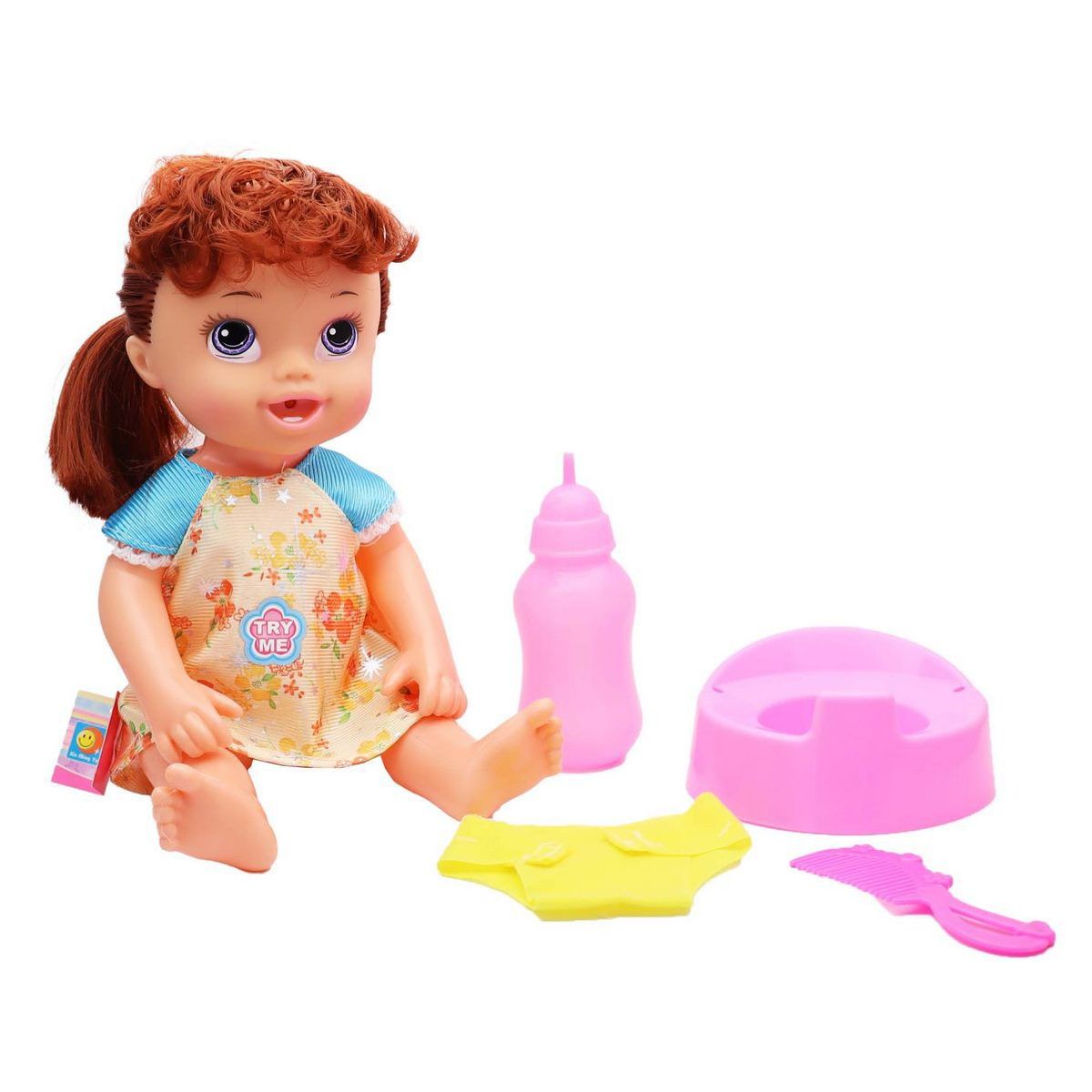 DAYOSHOP - Muñeca Bebé Tetero Accesorios Bacinilla Hace Chichi Sonidos