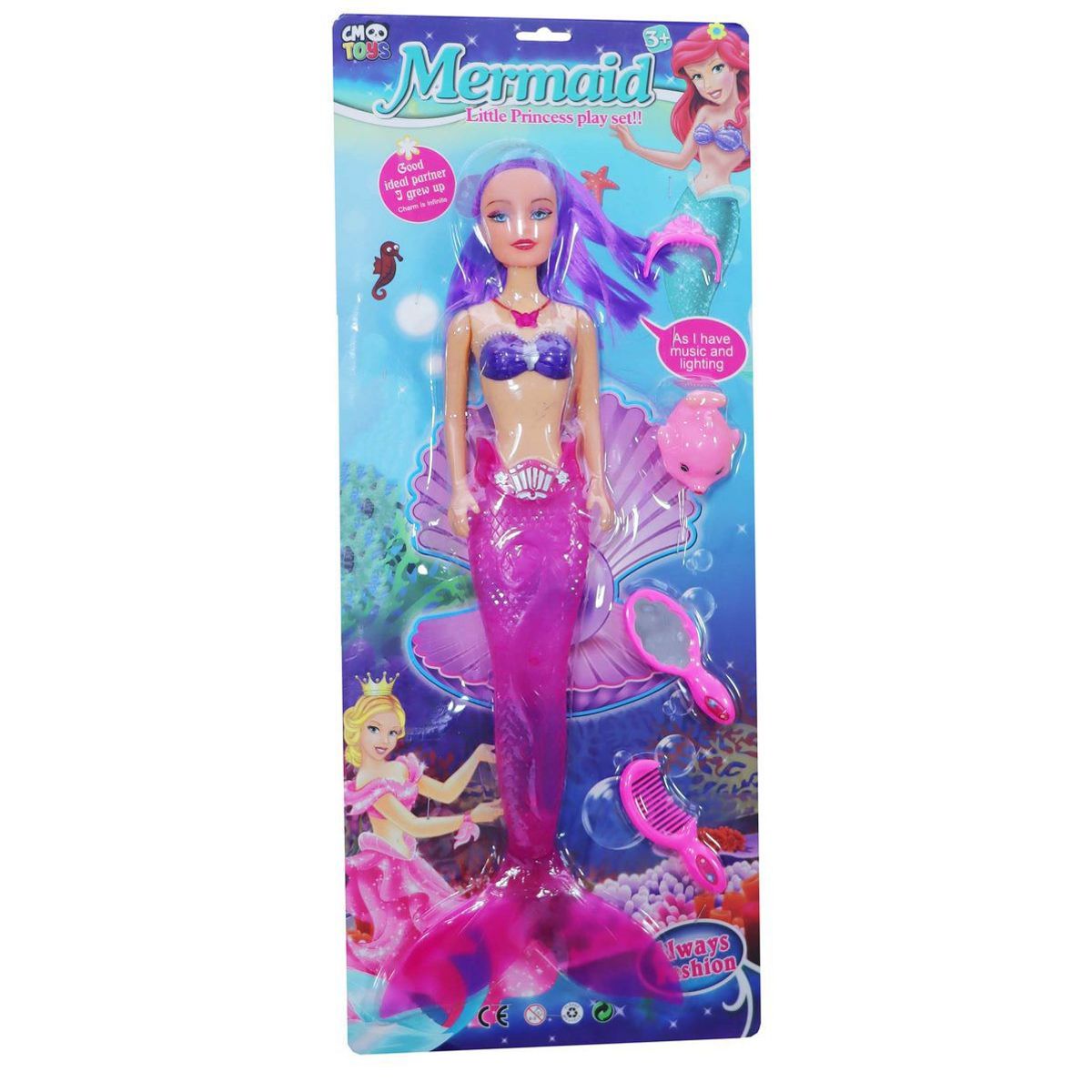 DAYOSHOP - Muñeca Princesa Sirena Luces Niña Accesorios Juguete