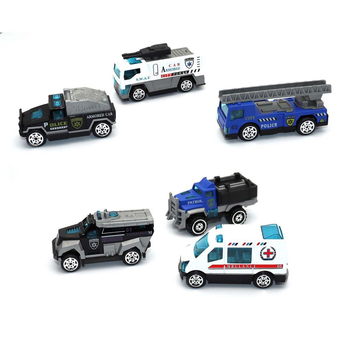 DAYOSHOP - Colección Carros Policia Rescate Juguete Carroceria Demetal