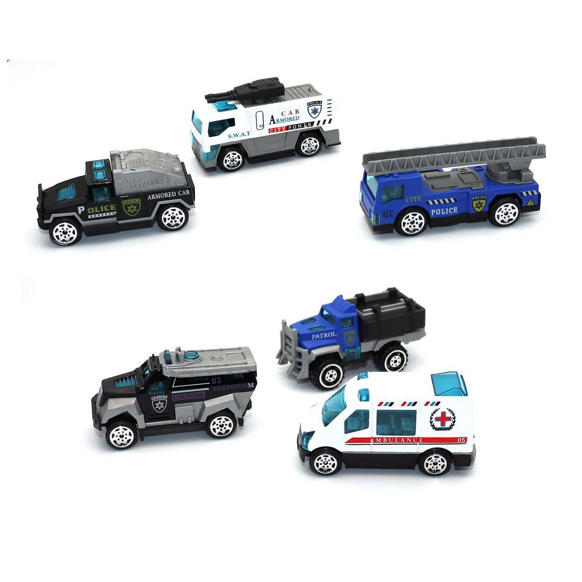 DAYOSHOP - Colección Carros Policia Rescate Juguete Carroceria Demetal