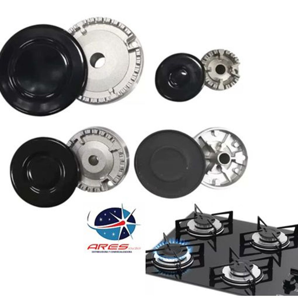 CHALLENGER - Juego X4 Quemadores Challenger Con Tapa estufa gas