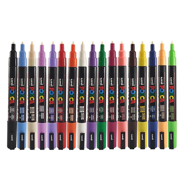 POSCA - Marcador Gráfico Posca Pc-3m Set X 17 Colores Punta Fina