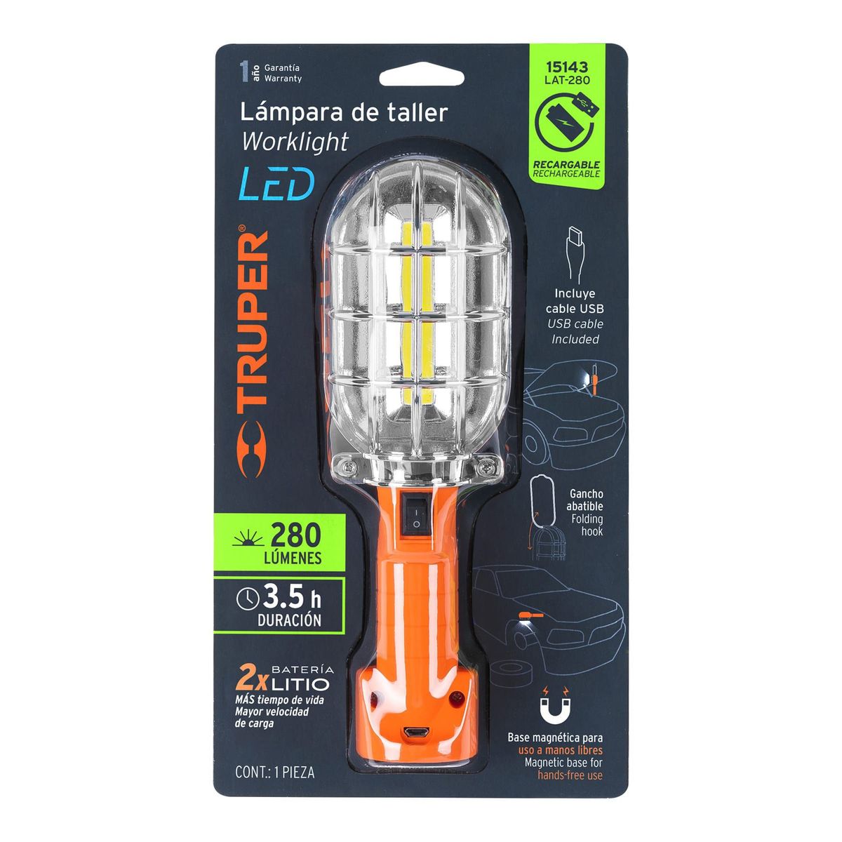TRUPER - Lámpara De Taller Led 280 Lumens Truper