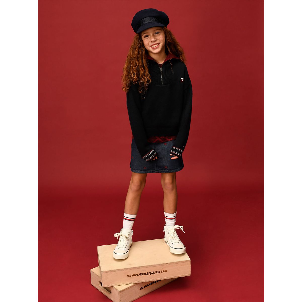 TOMMY HILFIGER - Falda Jeans Con Bordado Del Monograma Th Niña Azul Tommy Hilfiger