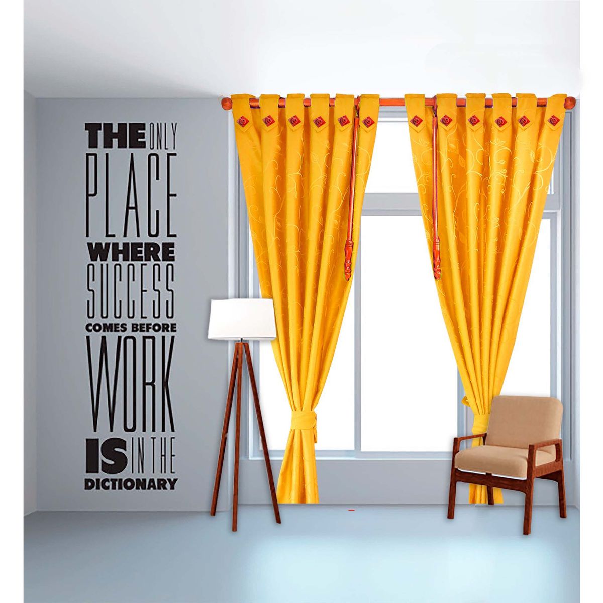 ADVANCE - Cortina AMARILLO QUEMADO jacquard sala o habitación 280cm x 210cm