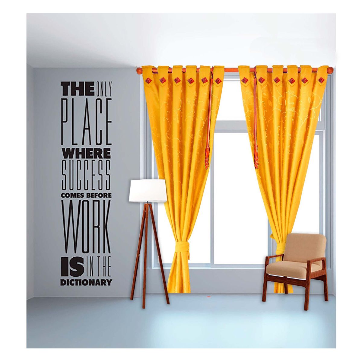 ADVANCE - Cortina AMARILLO QUEMADO jacquard sala o habitación 280cm x 210cm