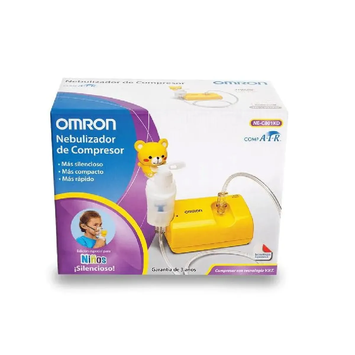 OMRON - Nebulizador Compresor Para Niños Y Bebés Omron Ne-c801kdla