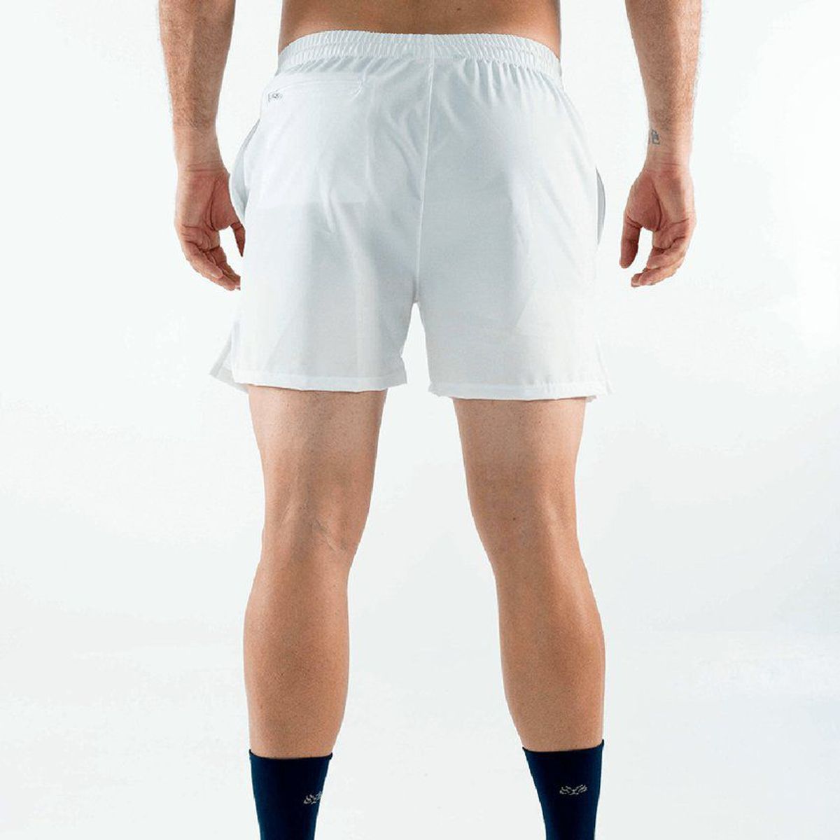 NO RULES - Pantaloneta deportiva hombre ajustada blanco.