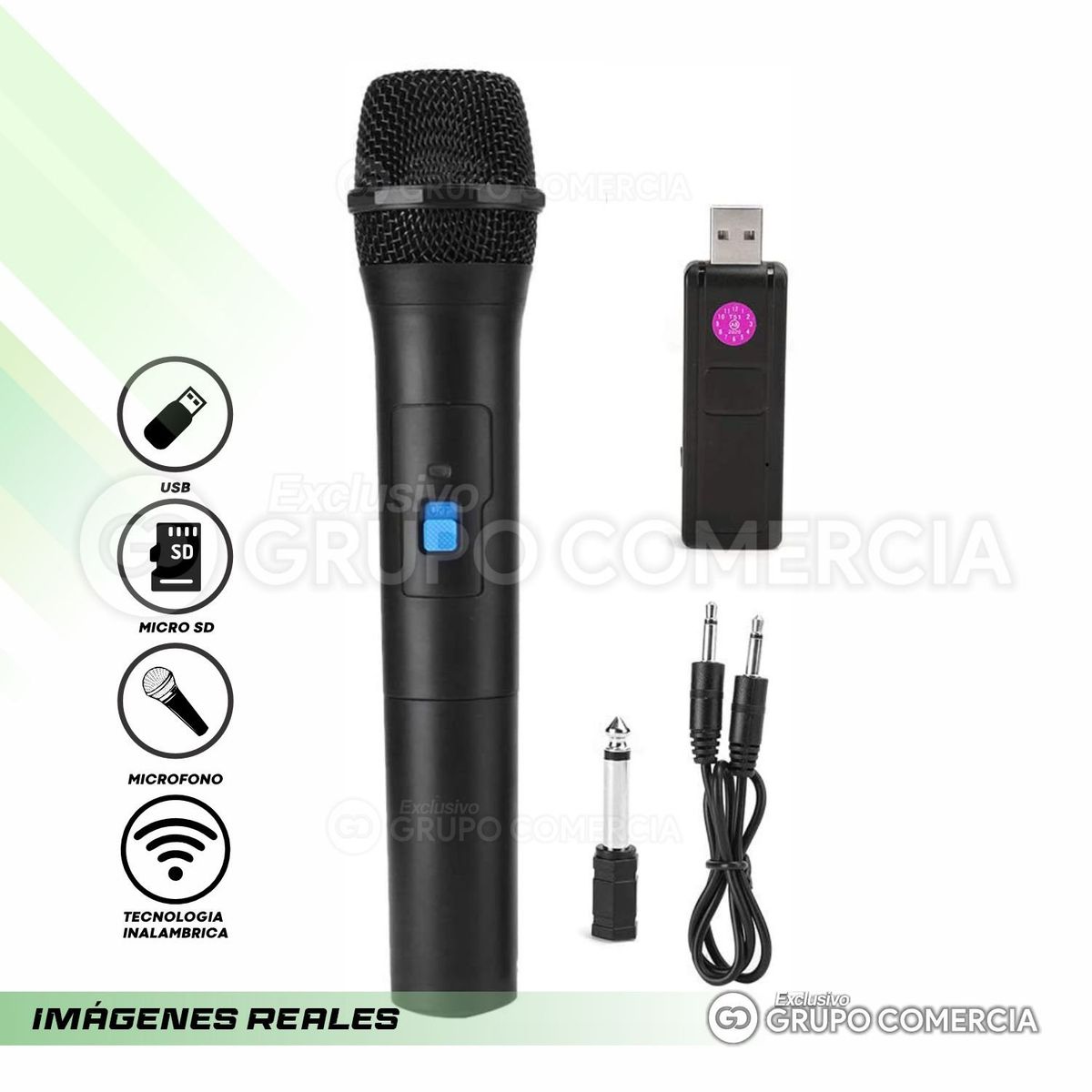 NIATEC - Microfono Inalambrico Receptor Usb Plug Profesional Karaoke