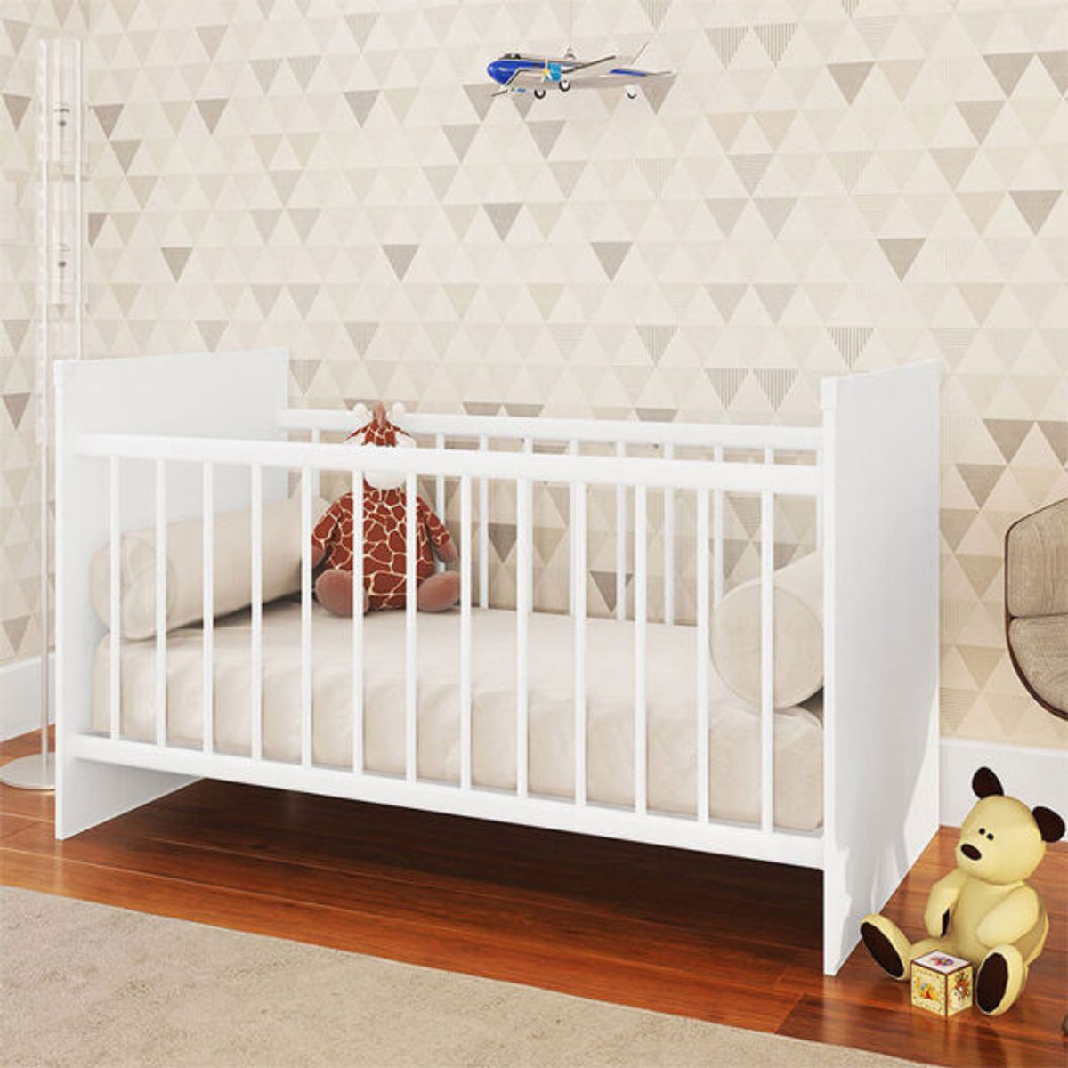 MUEBLES 2020 - Cuna Jaén Blanco Con Ajuste de Altura