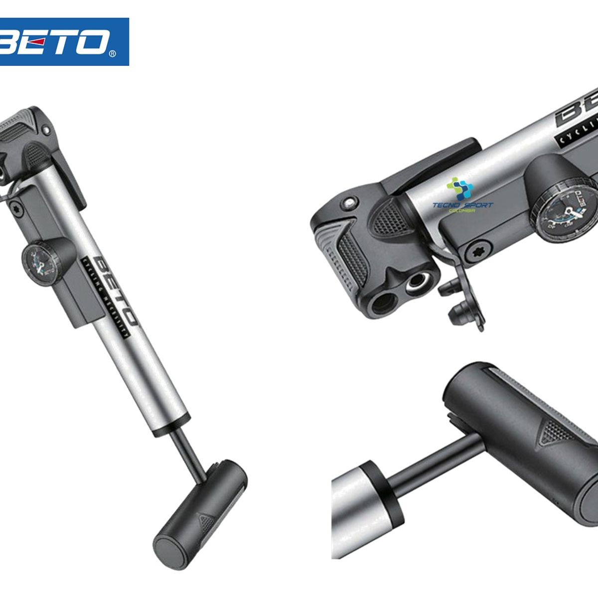 BETO - Inflador Bicicleta Beto Mini Bomba Aire 80psi Con Manometro