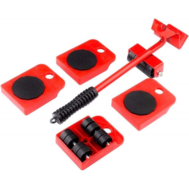 GENERICO - Kit Elevador Carga Pesada Barra Ruedas Antideslizante Rojo