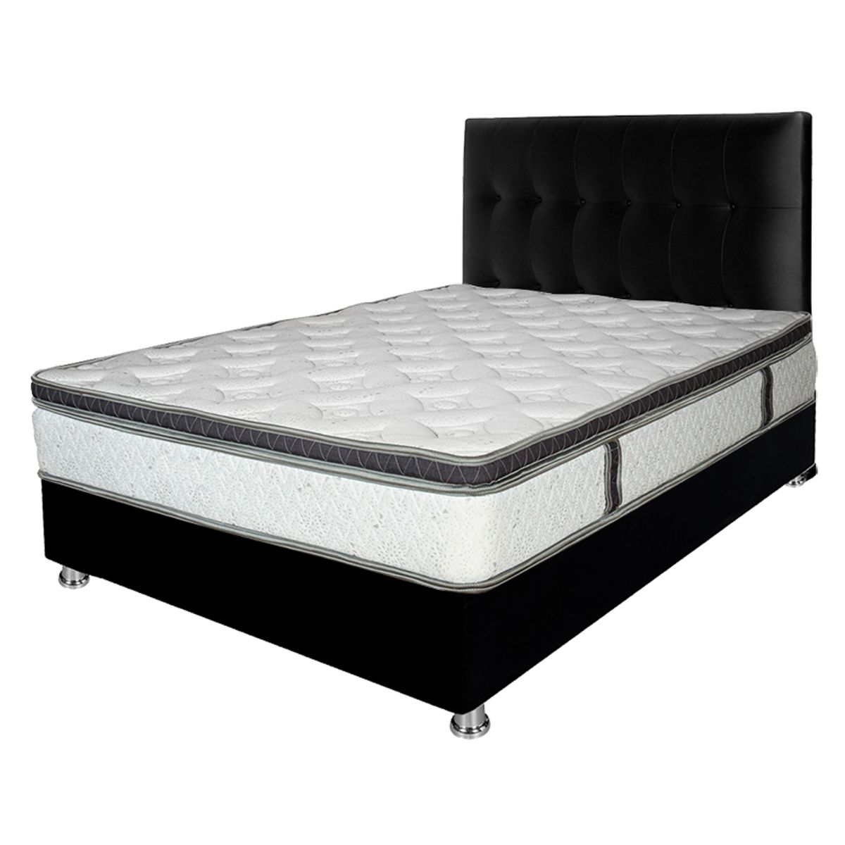 PLUMA HOME - CAMA HAWAI  140X190    COLCHO + BASECAMA + CABECERO gratis protector + alm