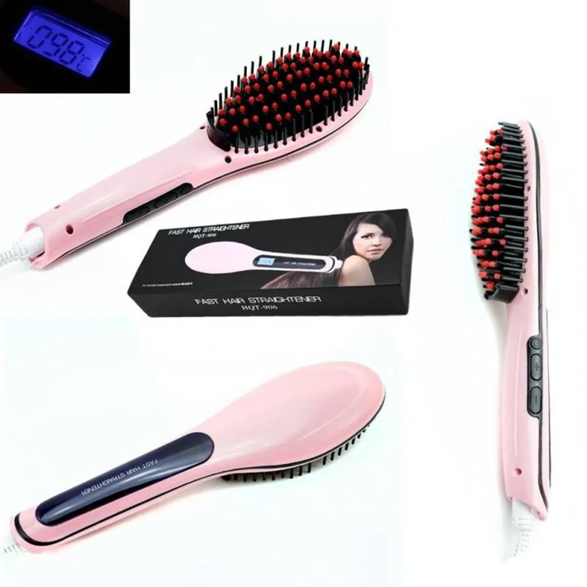GENERICO - Cepillo Alisador Eléctrico Cerámica Plancha Cabello