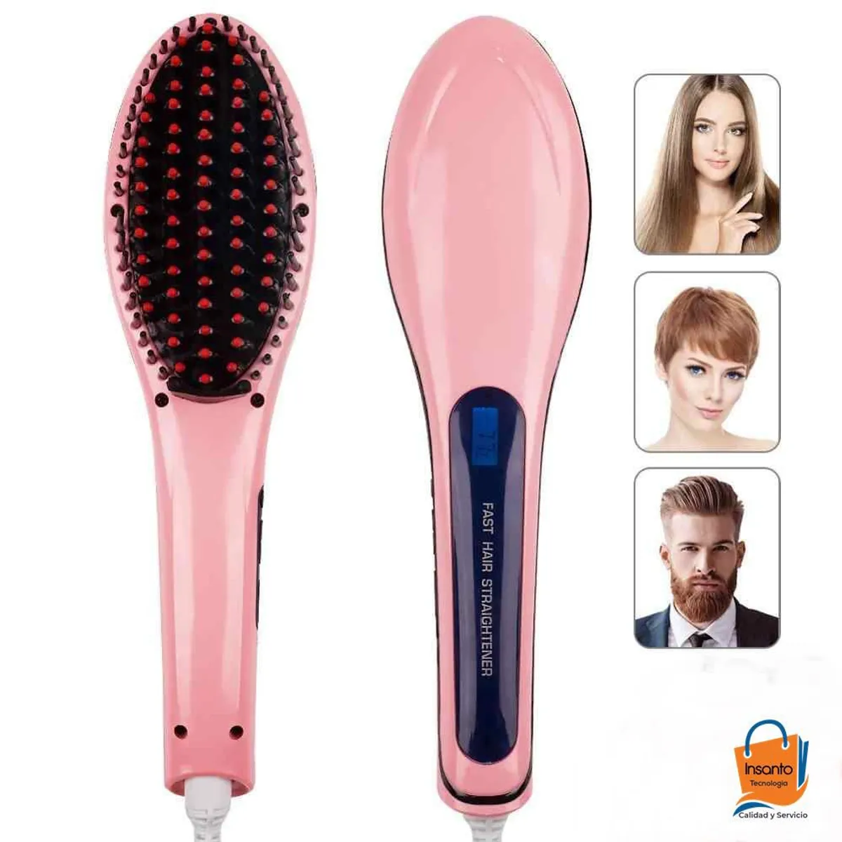 GENERICO - Cepillo Alisador Eléctrico Cerámica Plancha Cabello