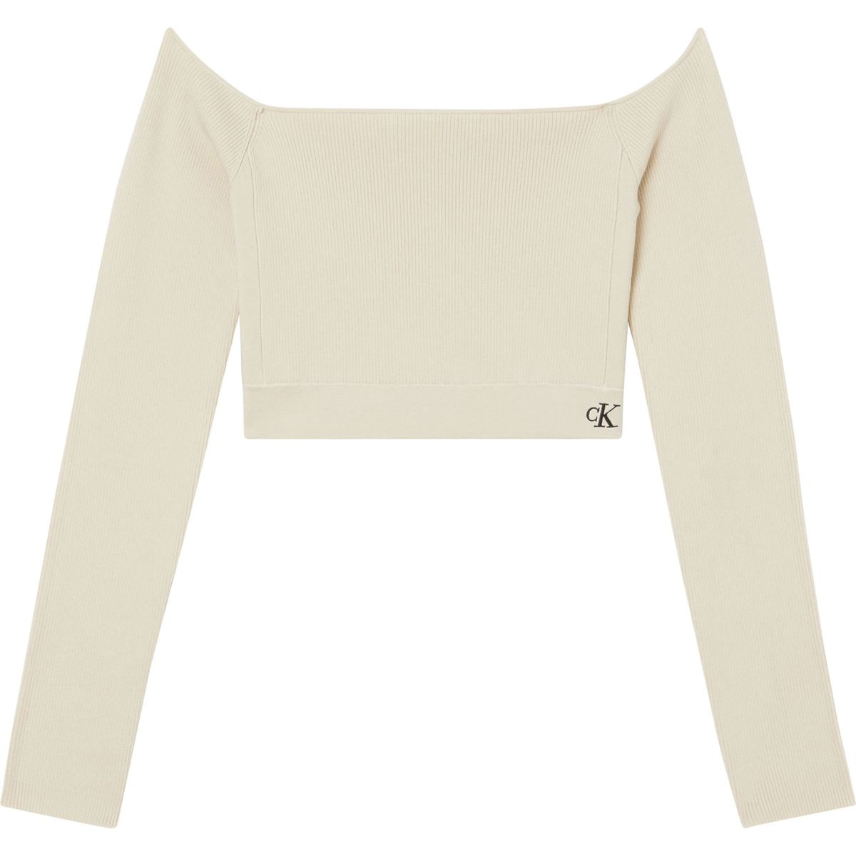 CALVIN KLEIN - Saco Beige Cropped Manga Larga Con Logo Para Mujer Calvin Klein