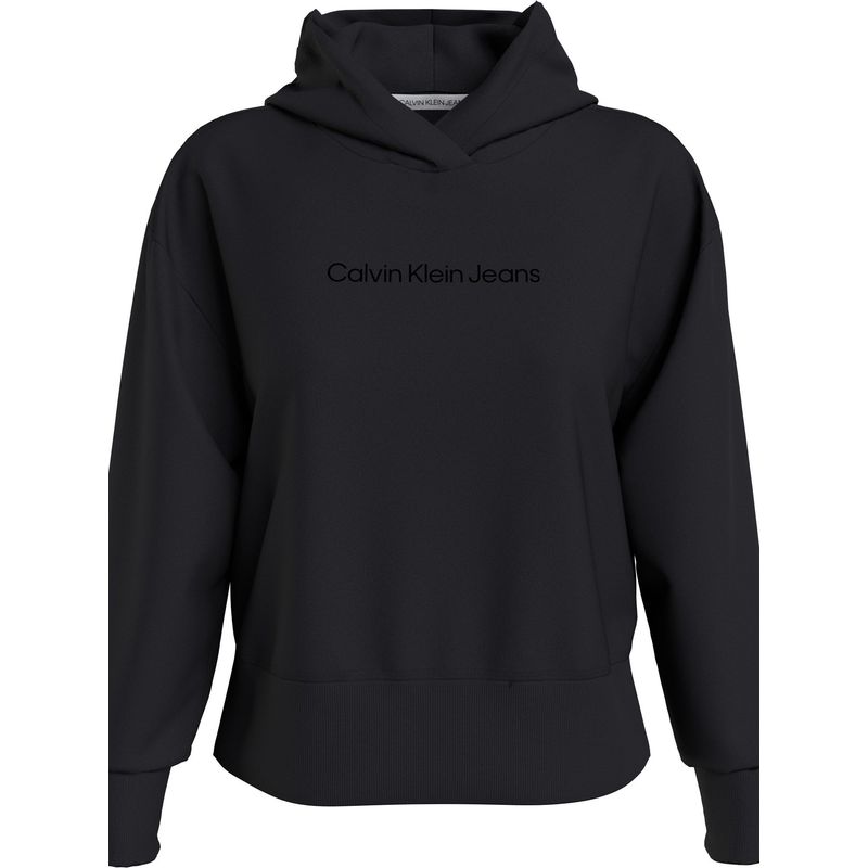 CALVIN KLEIN - Buzo Negro Con Capota De Felpa En Mezcla De Algodón Calvin Klein