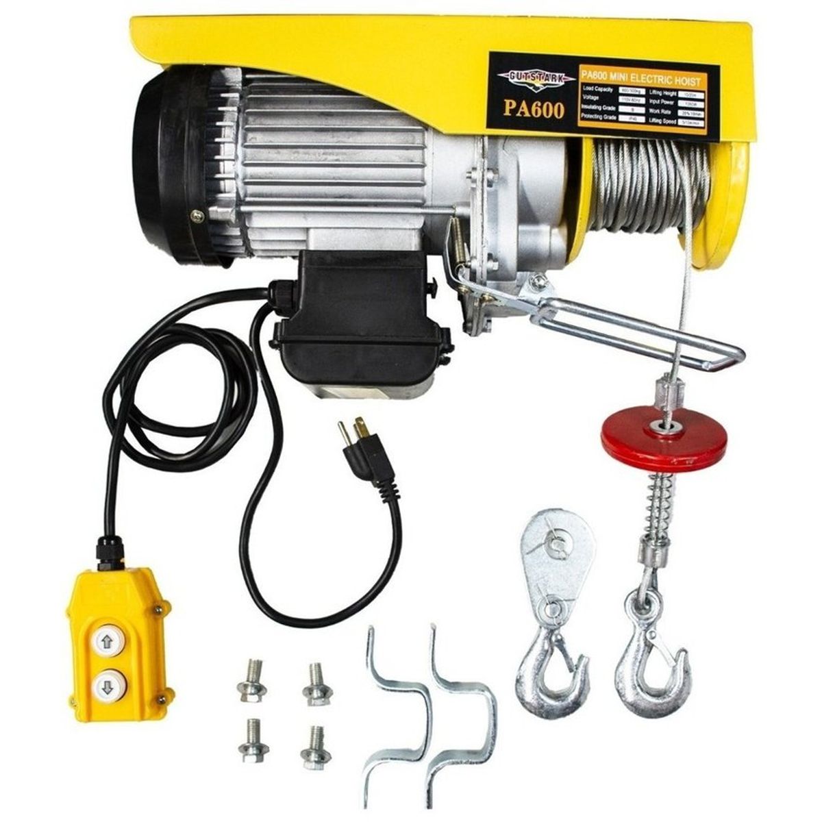 GUTSTARK - Diferencial Eléctrico 1050W Polipasto 600 Kg Gutstark Alzada 20M Control Colgante