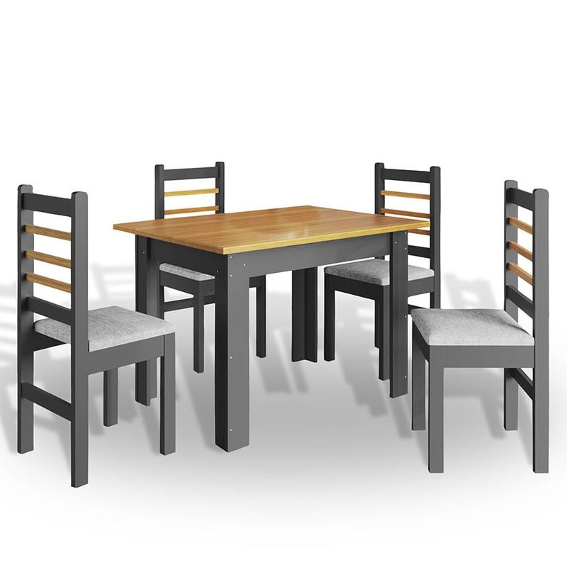 MUEBLES 2020 - Comedor Ventura 4 Puestos Marrón/gris