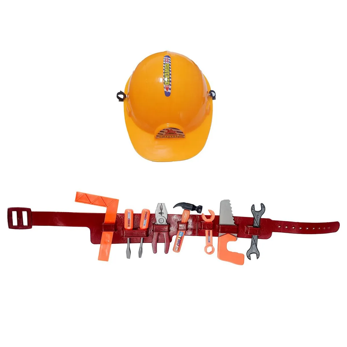 DAYOSHOP - Juguete Set De Casco Herramienta Cinturon 83 Cm Disfraz Niño