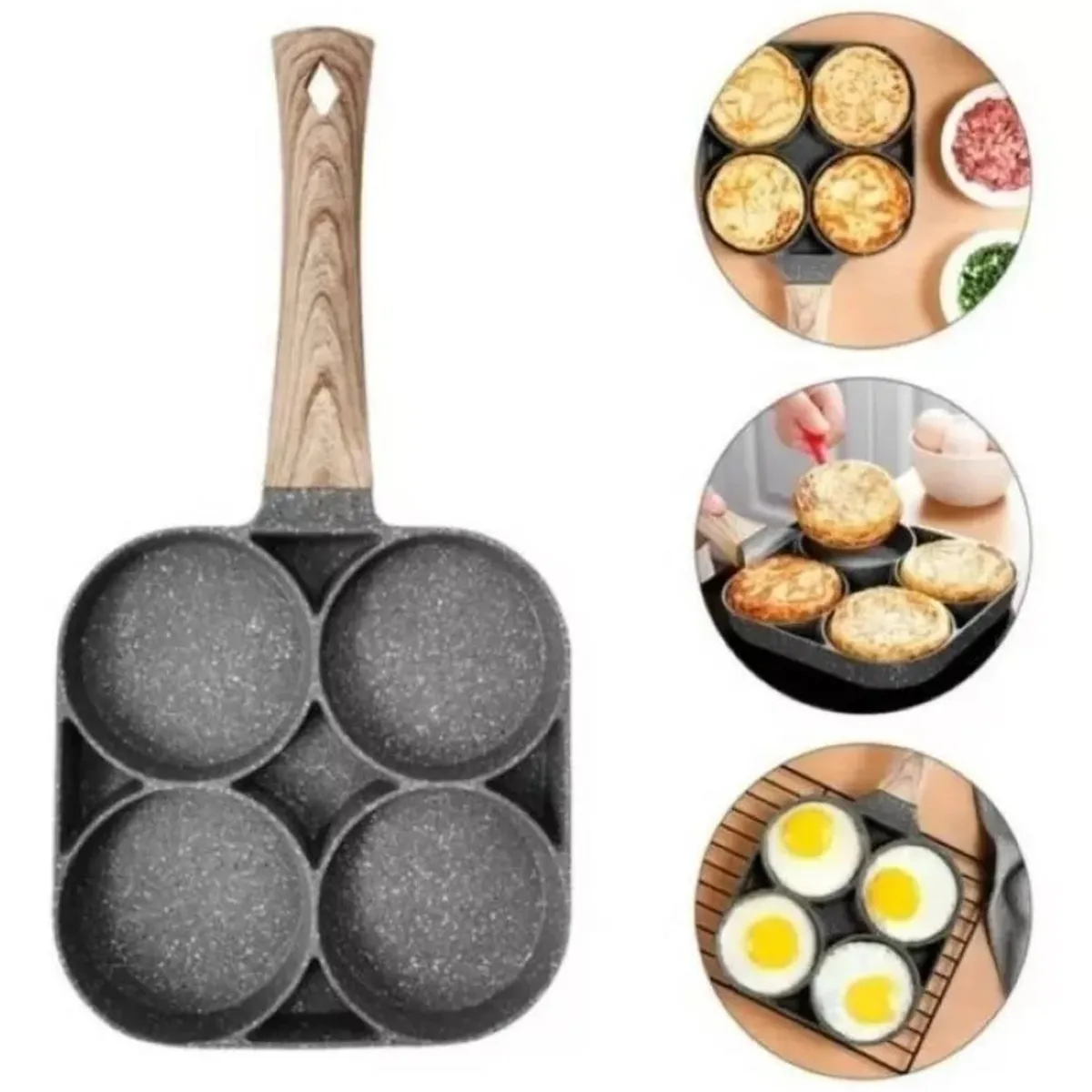 ZHOPI CO - Sarten Antiadherente 4 Puestos Para Huevos Arepas Pancakes