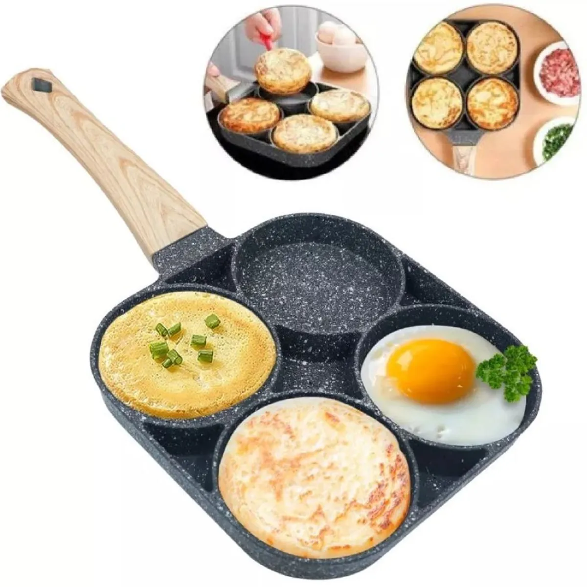 ZHOPI CO - Sarten Antiadherente 4 Puestos Para Huevos Arepas Pancakes