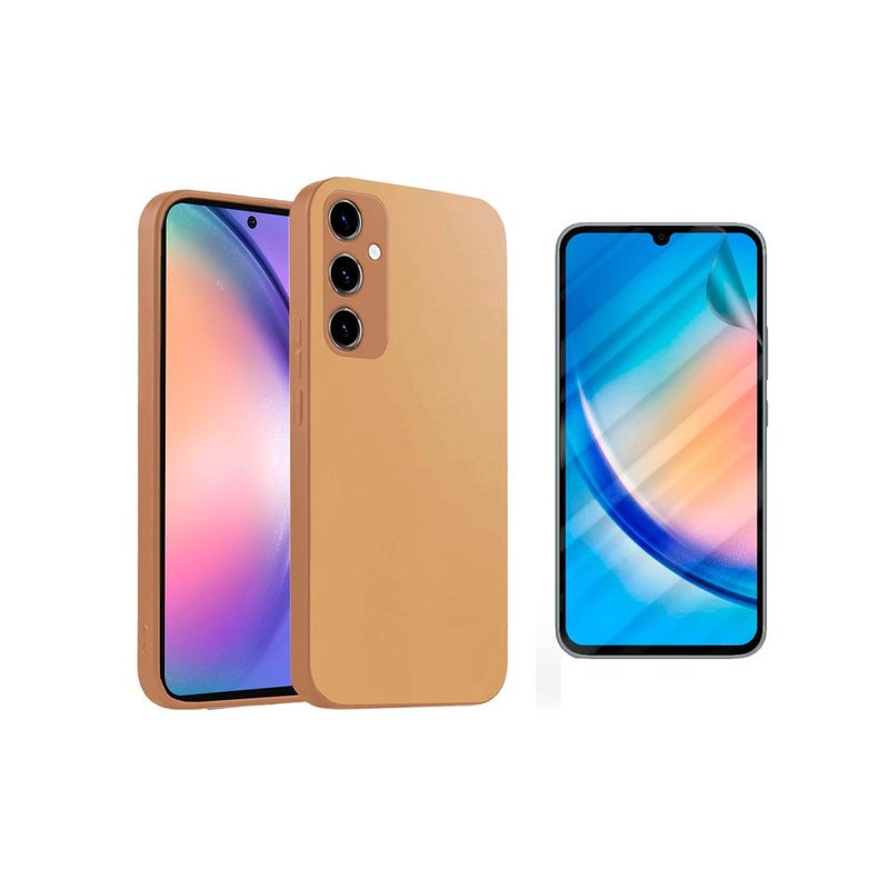 GENERICO - Estuche Glass Case Compatible con Samsung A54 5G Dorado Mas Hidrogel