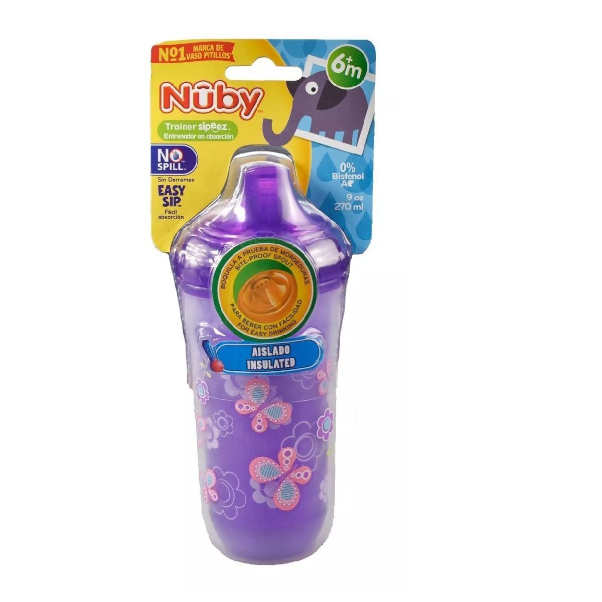 MUNDO BEBE - Vaso Antiderrames Nuby Easy Sip Boquilla Rígida 9oz - 270ml-