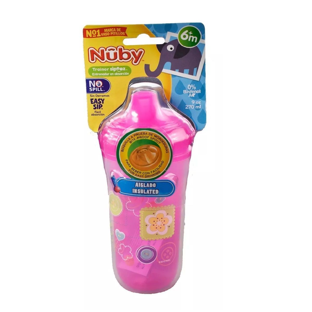 MUNDO BEBE - Vaso Antiderrames Nuby Easy Sip Boquilla Rígida 9oz - 270ml