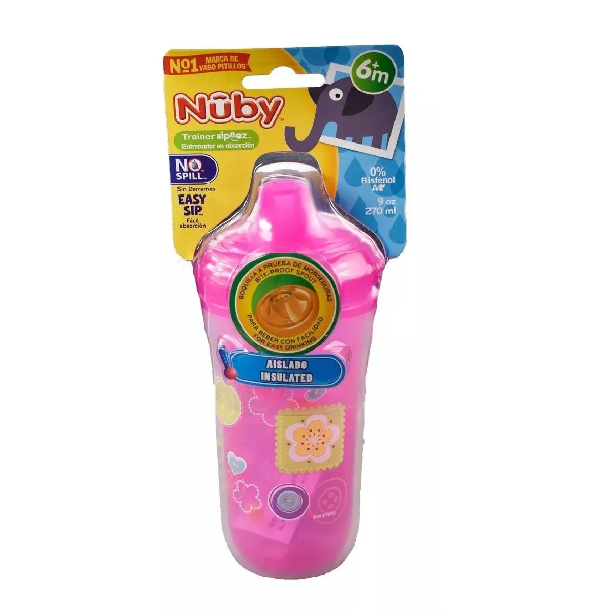 MUNDO BEBE - Vaso Antiderrames Nuby Easy Sip Boquilla Rígida 9oz - 270ml