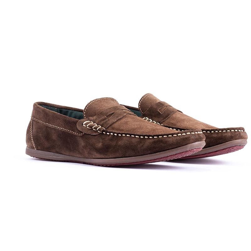 OVERSTATE - Mocasines Para Hombre En Cuero Gamuza  Marrón CA-4552IL.5
