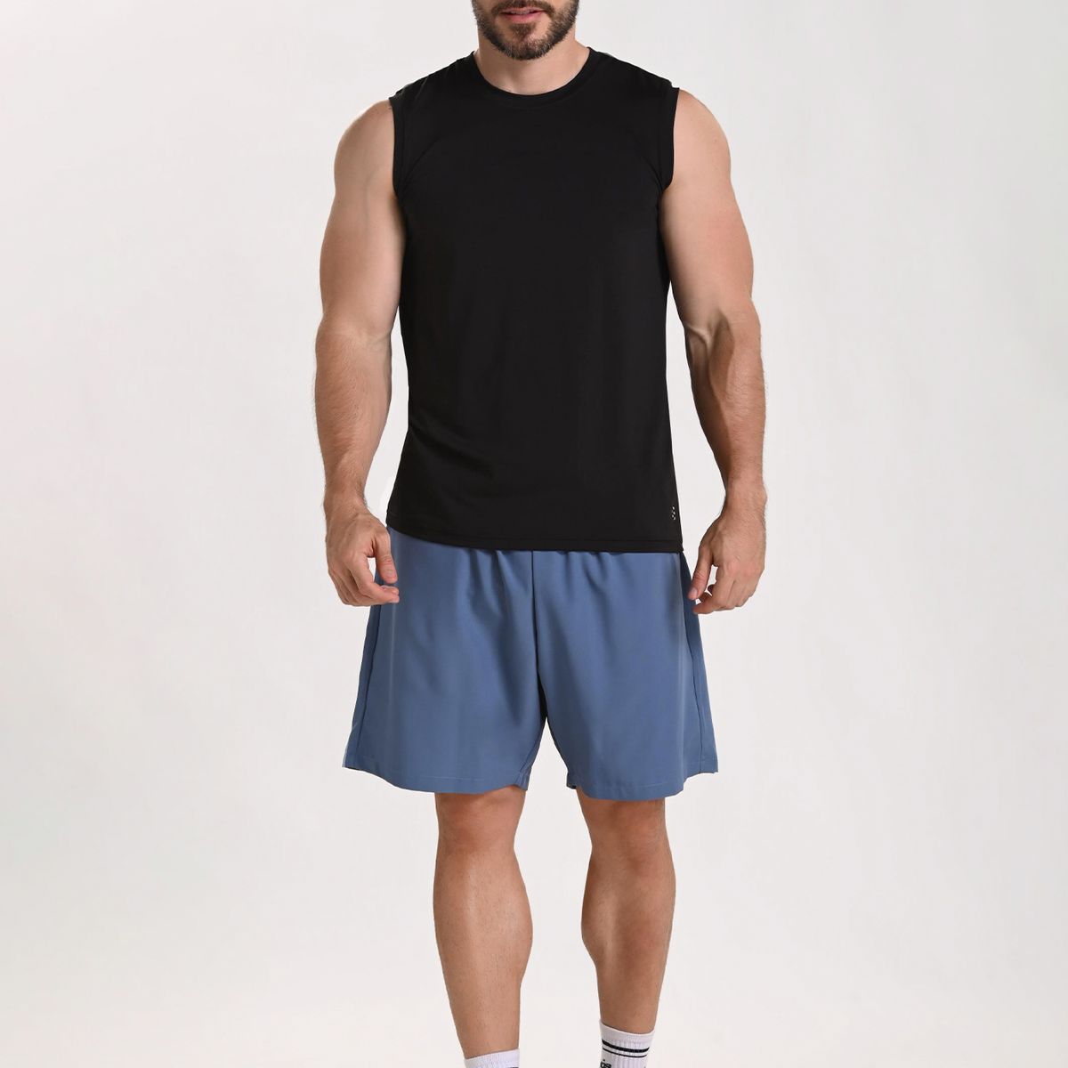 BELIFE - Camiseta manga sisa negra para hombre