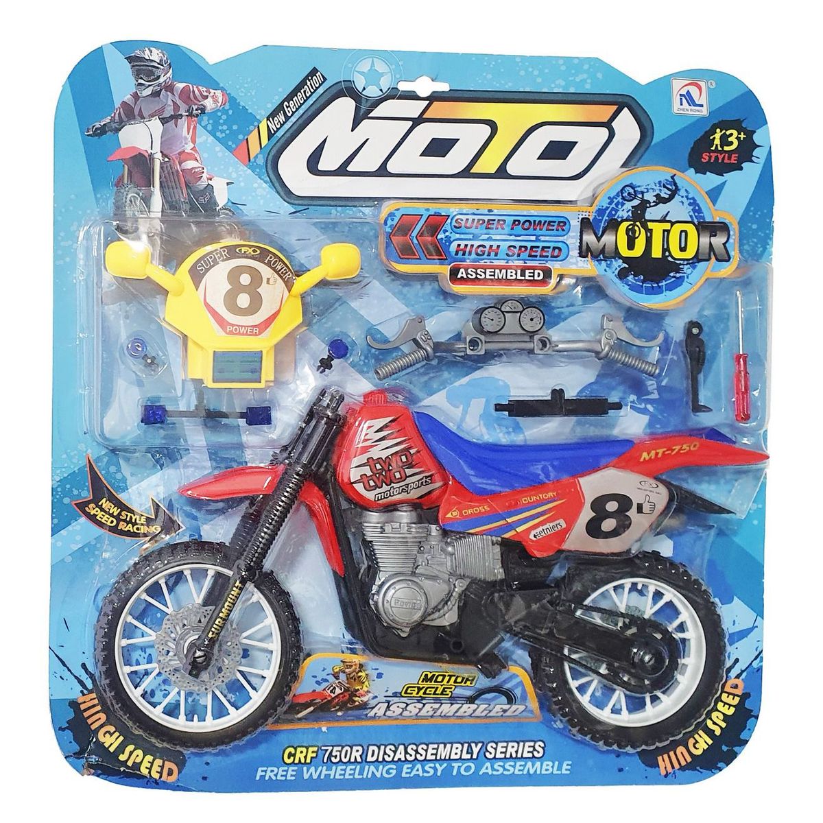 DAYOSHOP - Moto Motrocross Figura Armable Crf 750r Juguete Ingenio