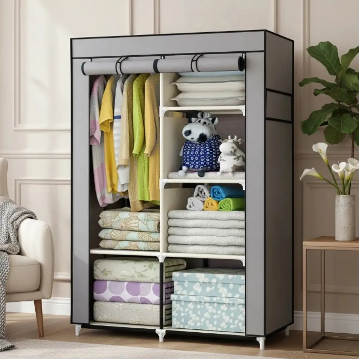 RACK PACK - Closet Ropero Portátil Armable Organizador De Ropa Reforzado
