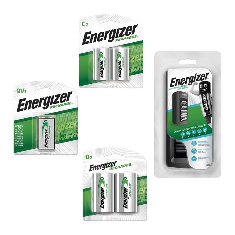ENERGIZER - Cargador Universal Energizer + Pilas C2, D2, 9V