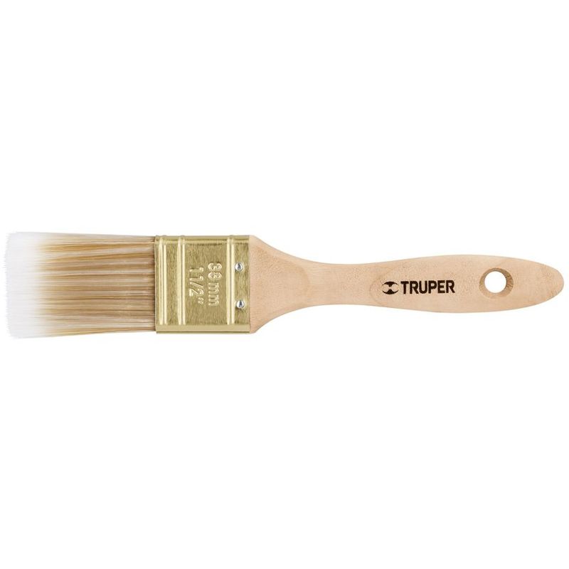 TRUPER - Brocha cerdas sintéticas,mango de madera, corte recto, 1-1/2"