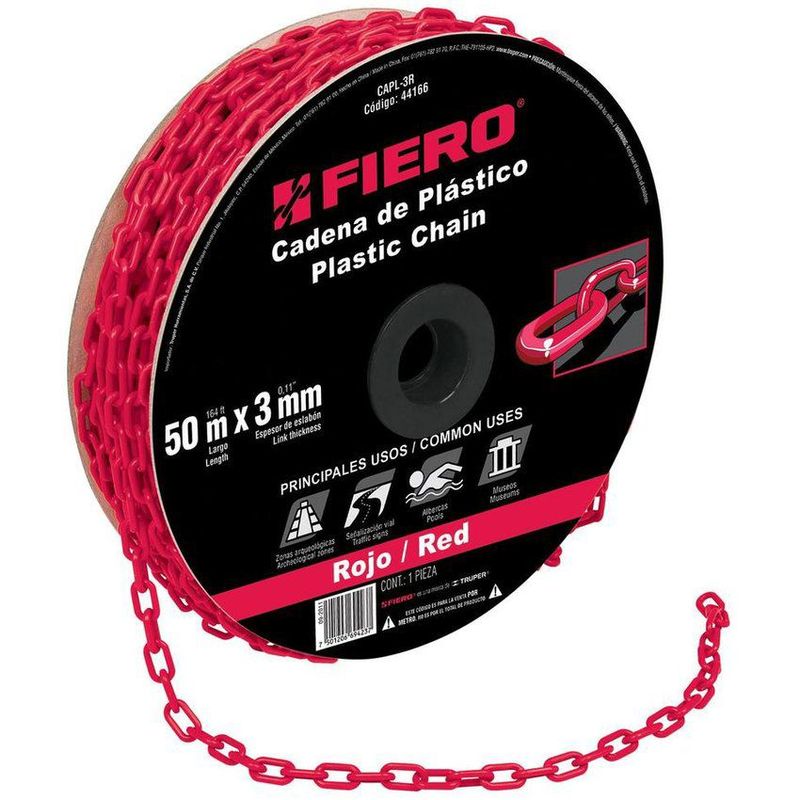 FIERO - Cadena plastica 3mm 7 color rojo fiero