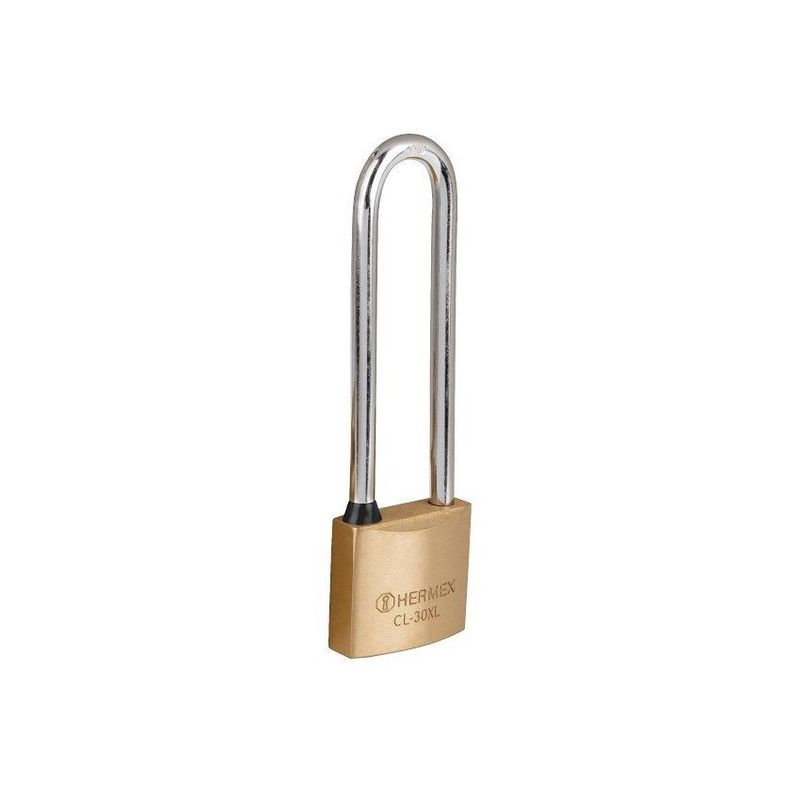 HERMEX - Candado tipo italiano laton pulido gancho extra largo 30cm hermex