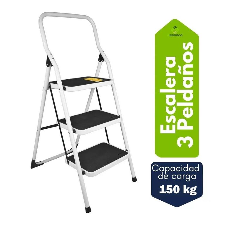 PRETUL - Escalera tubular plegable 3 peldaños pasos pretul